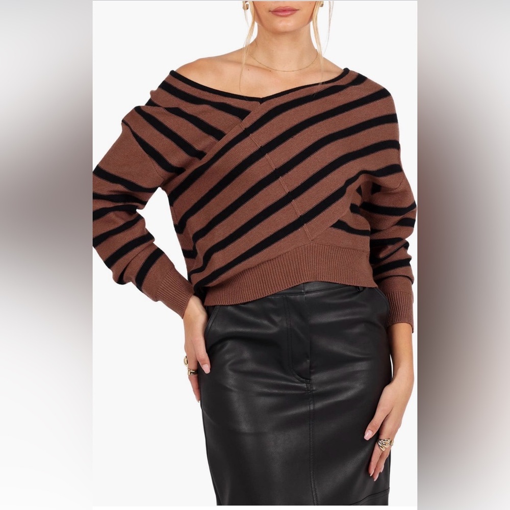 Petal & Pup Lynette Criss Cross Striped Sweater- Size Small